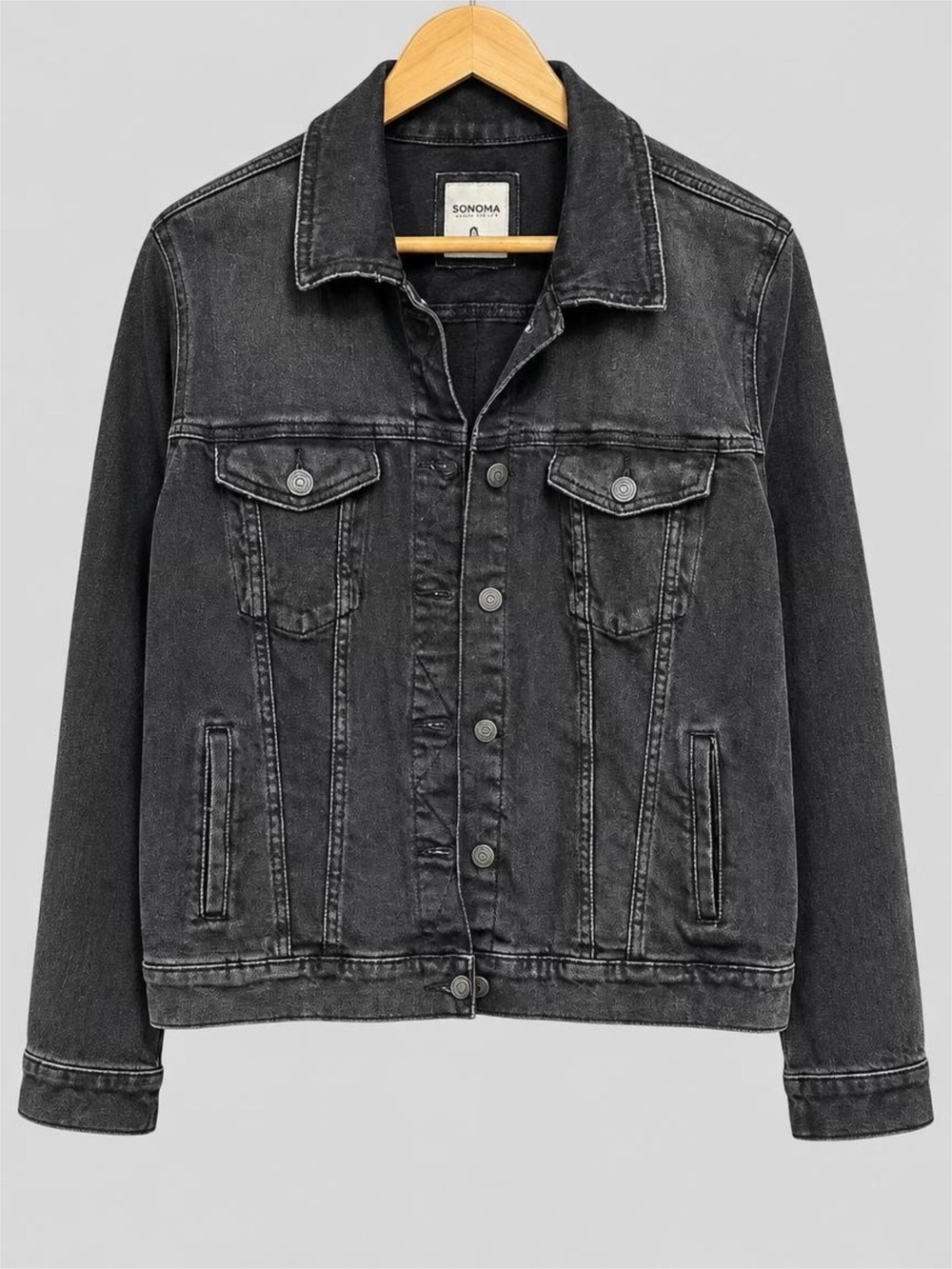 NWT Sonoma Black Washed Everday Denim Jean Jacket - XL